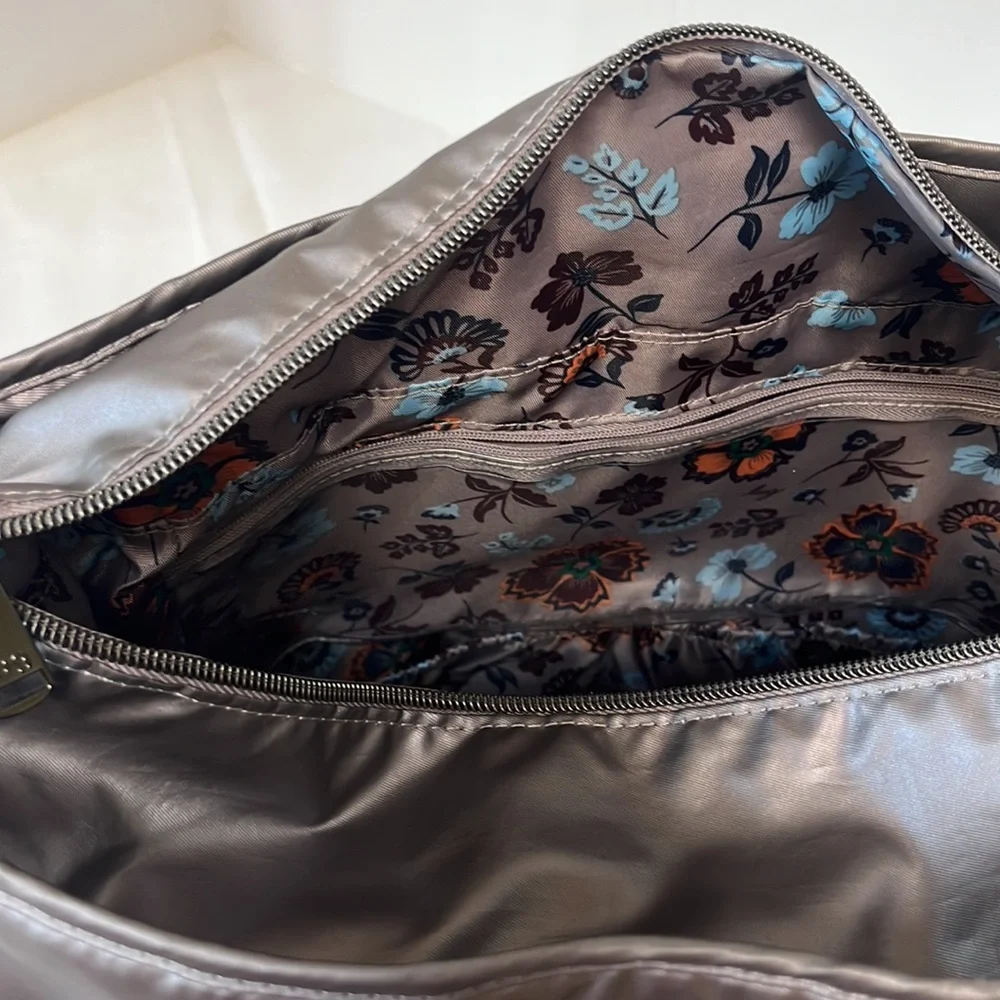 Lug Metallic Gray Quilted Duffel diaper bag